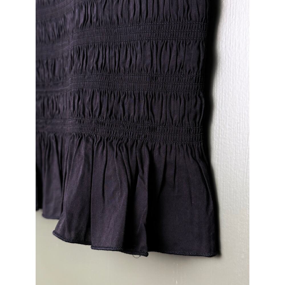 NWT Pistola Phoebe Crew Neck Ruffle Hem Smocked Sleeveless Tank Top Black Small - Picture 3 of 7